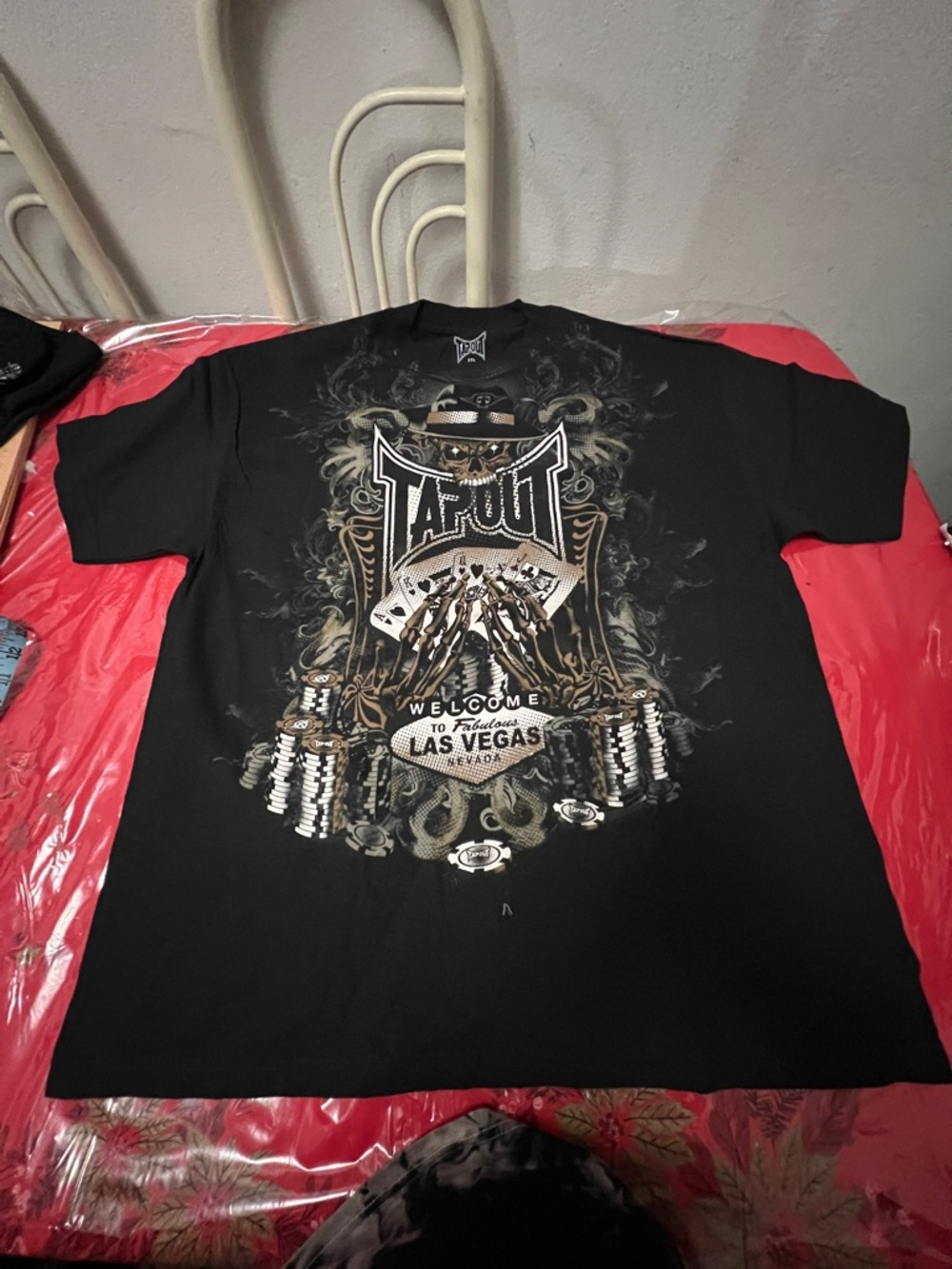 NWT Tapout Shirt Men Sz 2XL Black Graphic Poker T-Shirt Las Vegas Design.